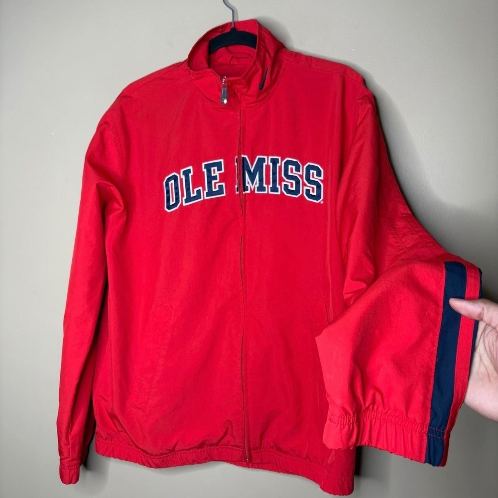 Nike Team Ole Miss Rebels Full Zip Track Jacket Red Mens Medium Windbreaker